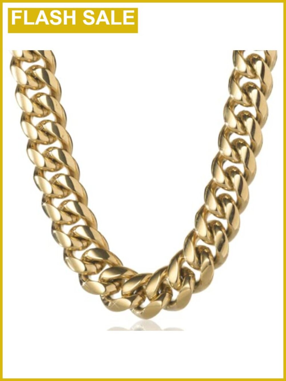 Miami Cuban Link Necklace 14K Gold Plated 316L Stainless Steel Hip Hop Chain